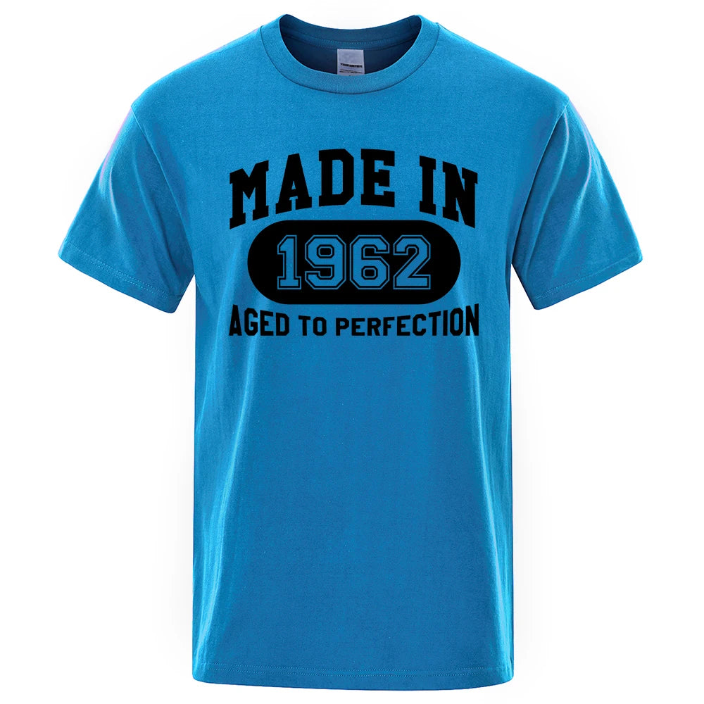 Made In 1962 Aged To Perfection Mens Tee Clothes Hip Hop Breathable Cotton T Shirt Short Sleeve Tops Summer Streetwear T-Shirt