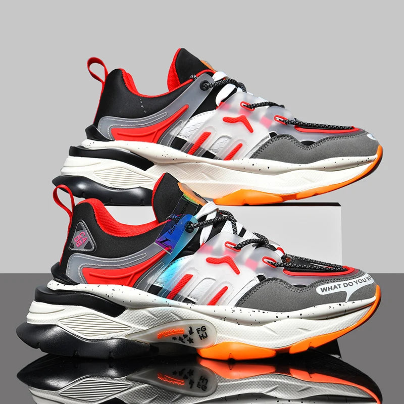 Men's Casual Lace-Up Sneakers with Breathable Air Mesh