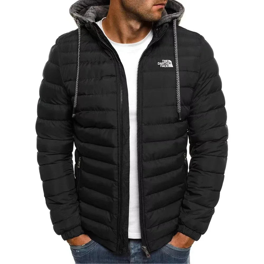 2026 casual outdoor winter men's warm zipper street business travel slim fit fashionable hooded jacket
