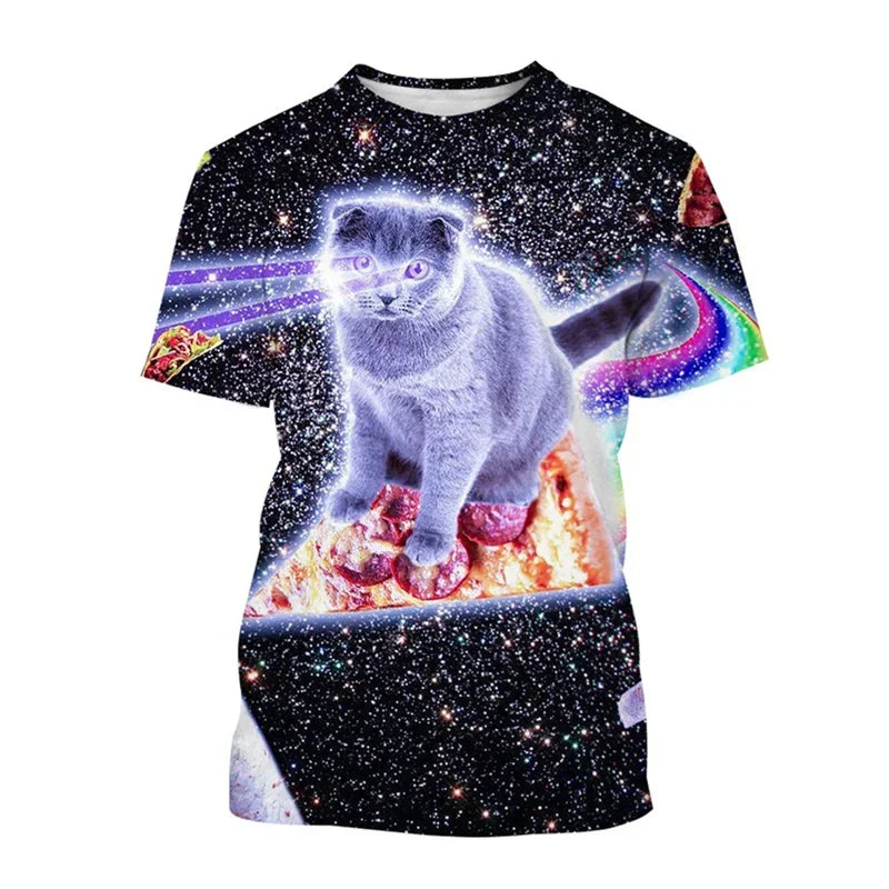 3D Printed Space Cat T-shirt for Men and Women