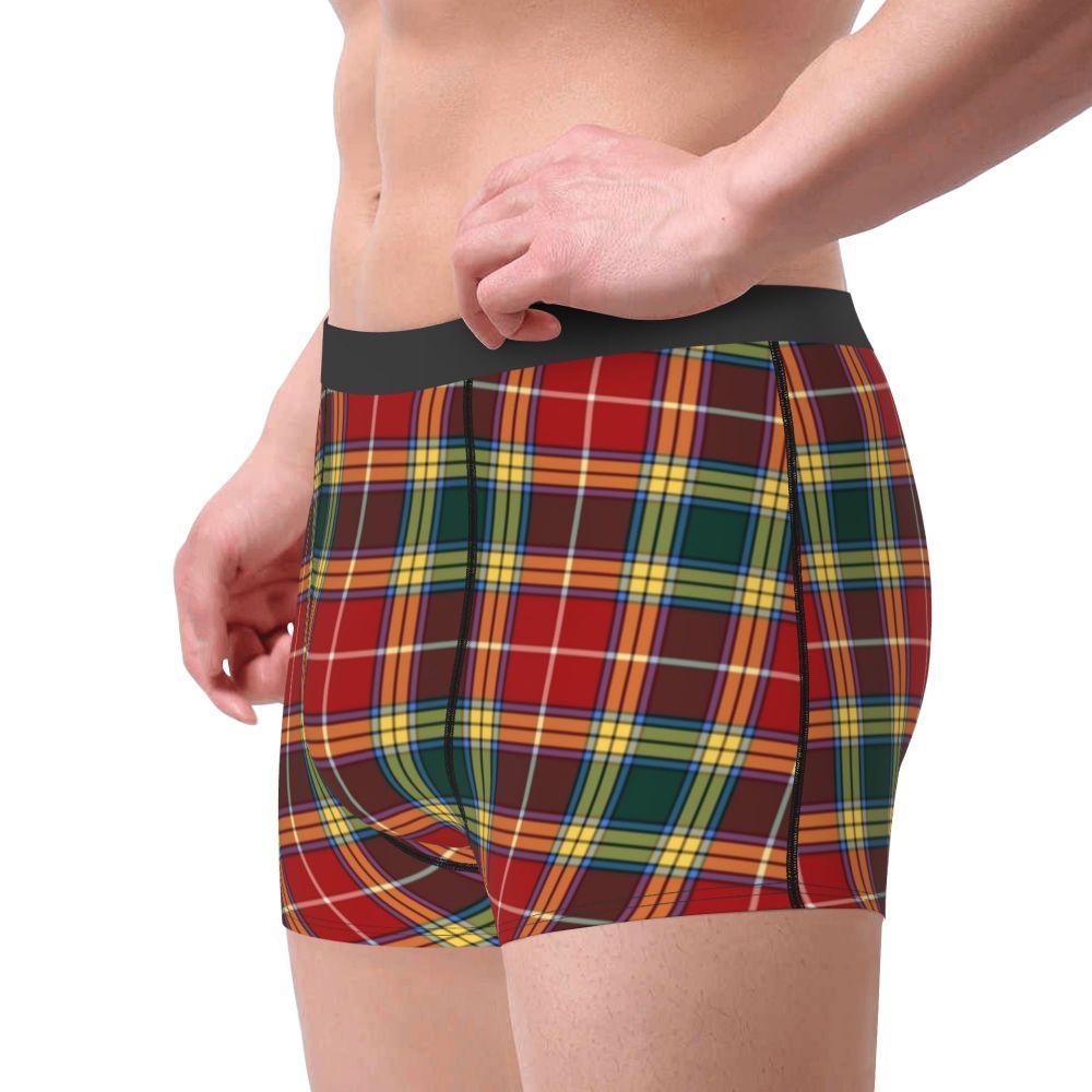 Black Watch Tartan Boxer Shorts for Men in Lycra and Polyester