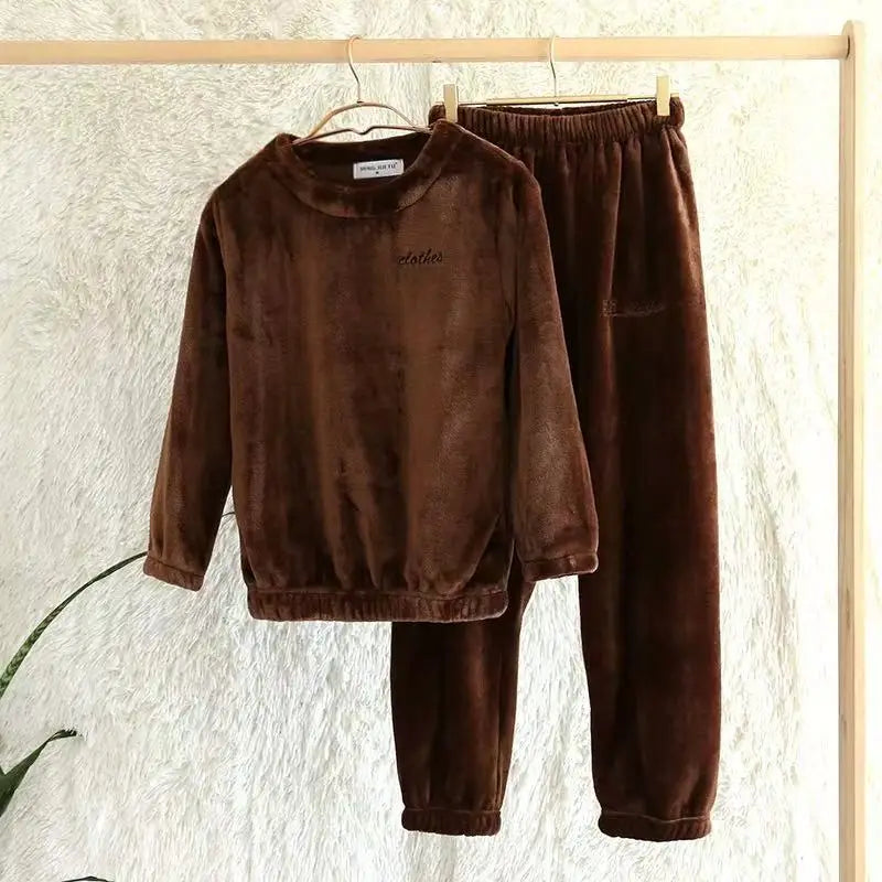 2026 Men's Sleepwear Warm Coral Velvet and Thick Velvet Autumn and Winter Warmth and Leisure Loose Flannel Home Clothes for Men