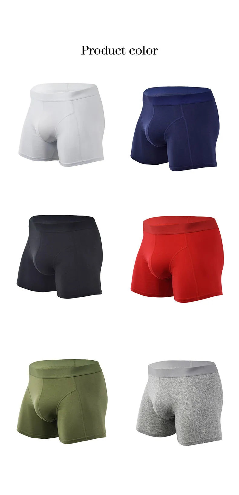 Cotton Boxer Shorts for Men - Middle Waist U Convex