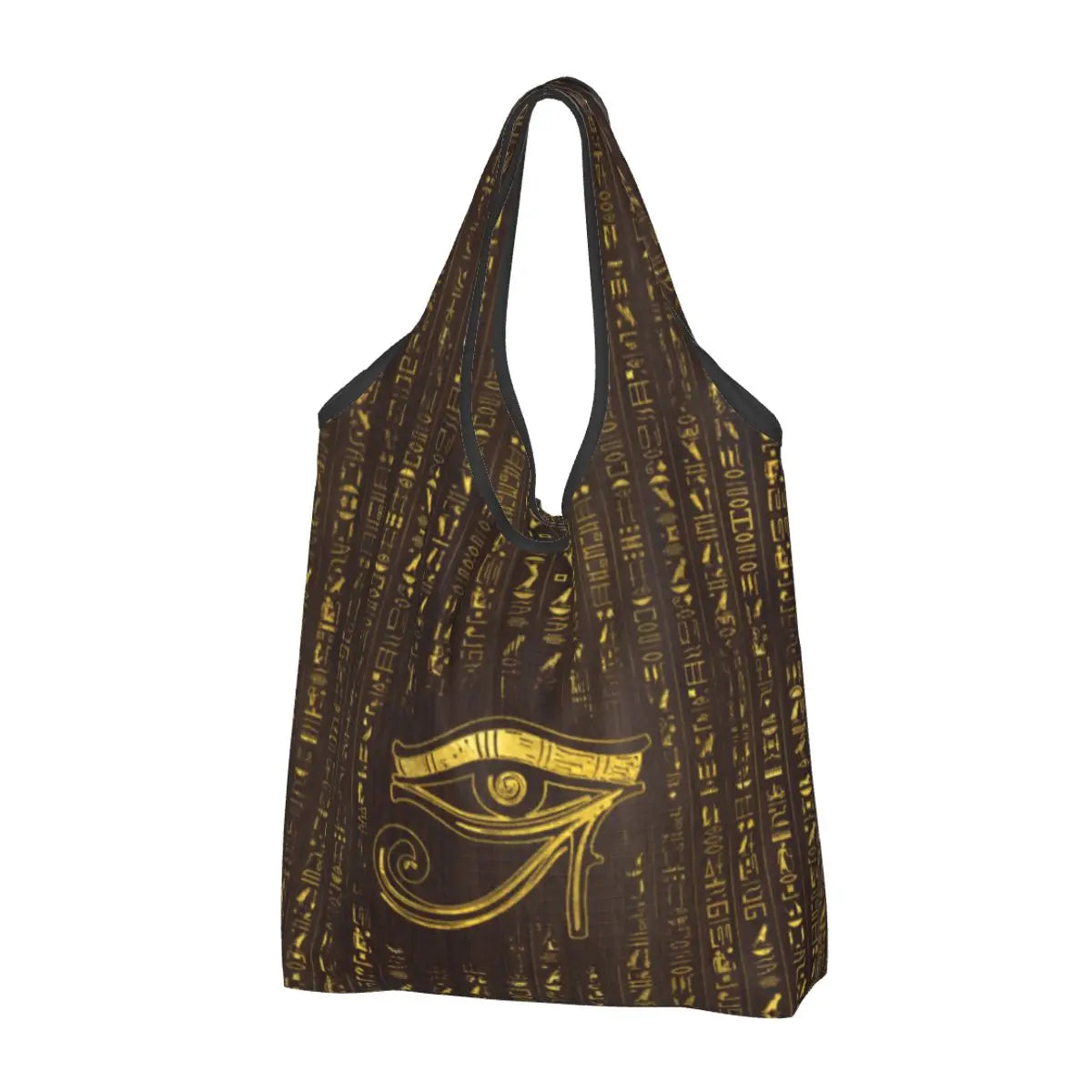 Egyptian Eye Of Horus Grocery Shopping Bags Custom Shopper Tote Shoulder Bag Portable Ancient Egypt Hieroglyphics Handbag