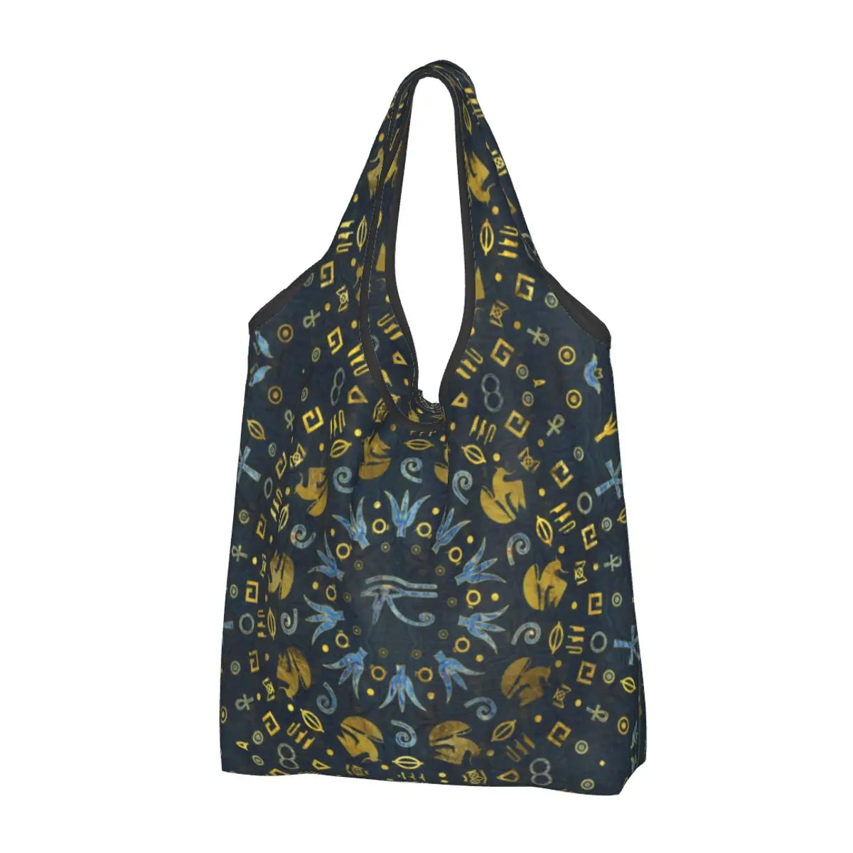 Egyptian Eye Of Horus Grocery Shopping Bags Custom Shopper Tote Shoulder Bag Portable Ancient Egypt Hieroglyphics Handbag