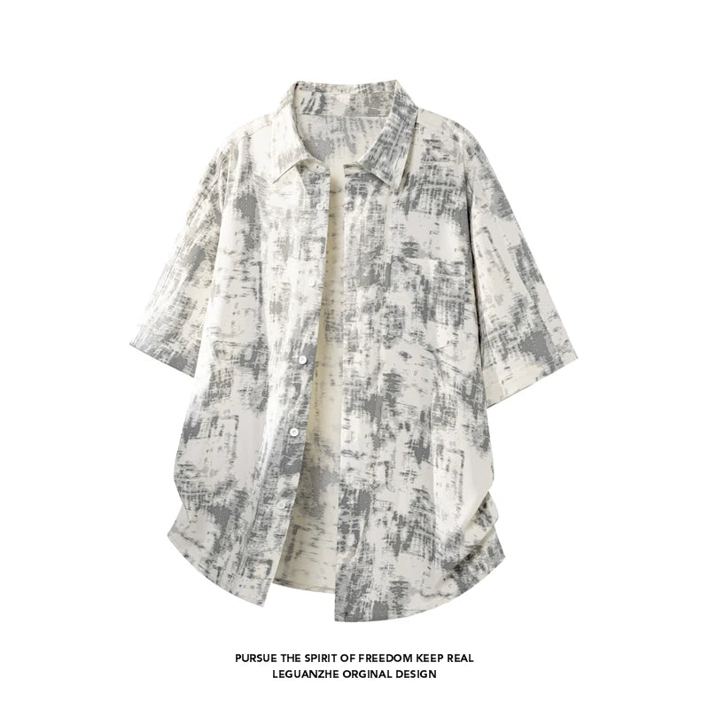 LEGIBLE Casual Short Sleeve Shirts for Men 4XL 5XL