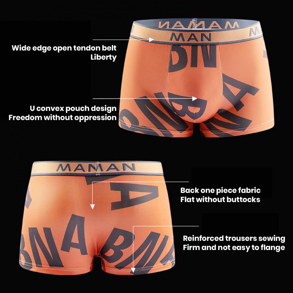 Men's Plus Size Letter Printed Boxer Shorts