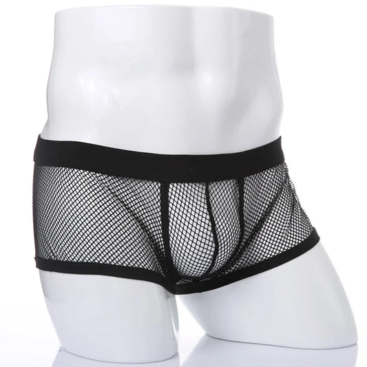 Transparent Mesh Boxer Shorts for Men