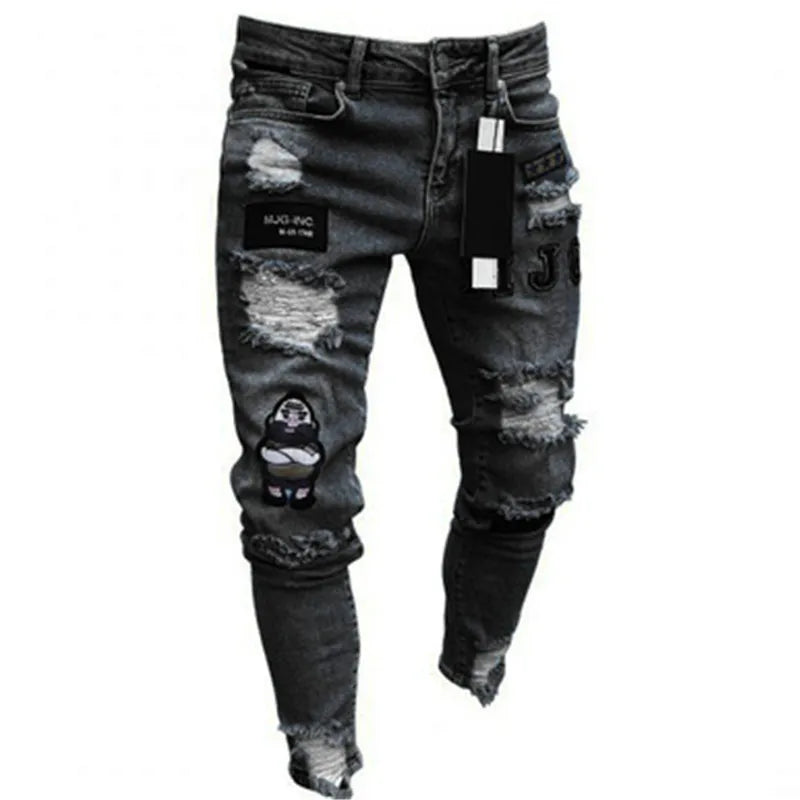 Mens Black Casual Slim Fit Jeans Pants