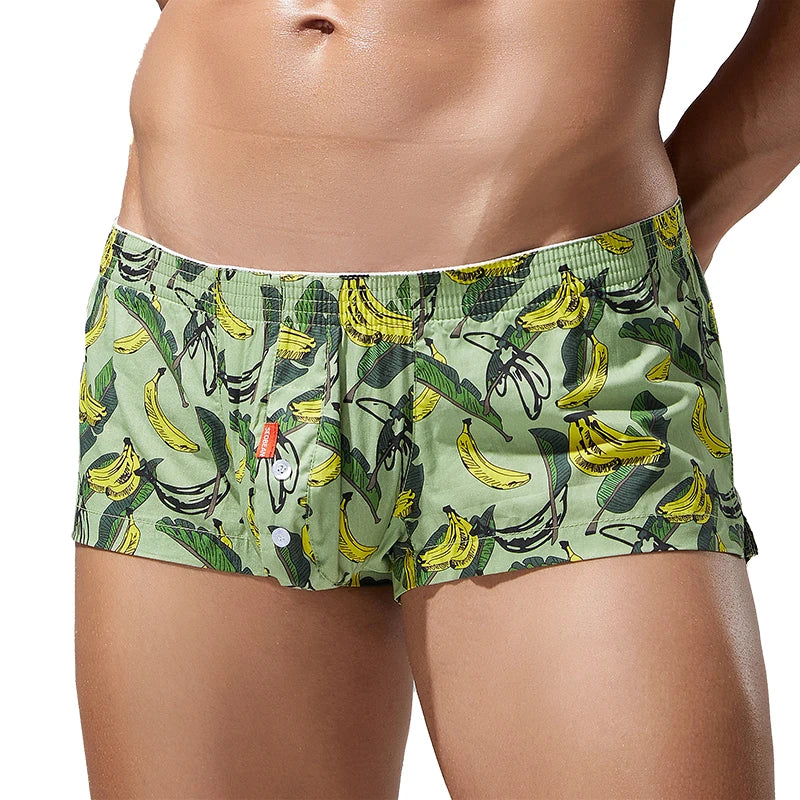 Cotton Boxer Briefs for Men with Banana Pattern