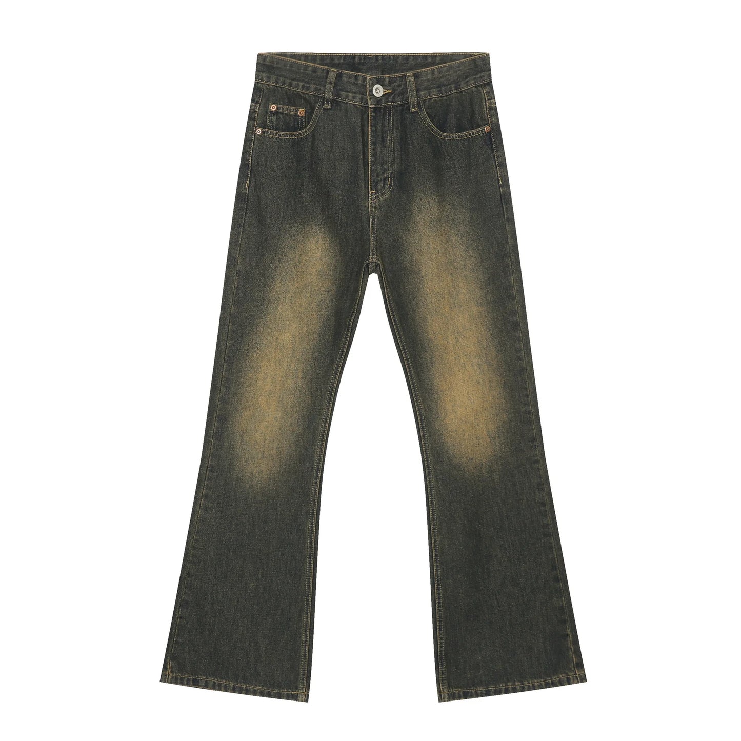 Mens Boot Cut Jeans Slim Fit Blue Black Denim Pants