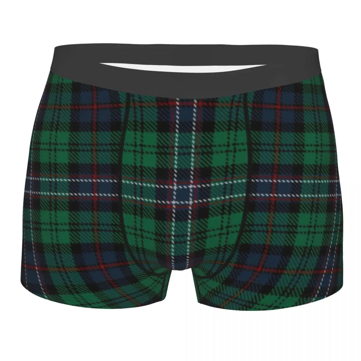Black Watch Tartan Boxer Shorts for Men in Lycra and Polyester