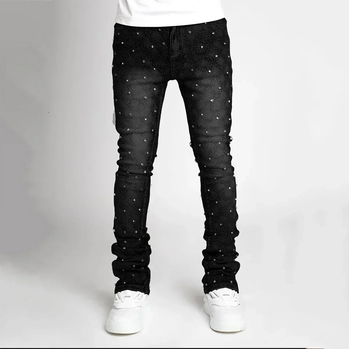 Mens Denim Straight Stretch Jeans for Casual Wear