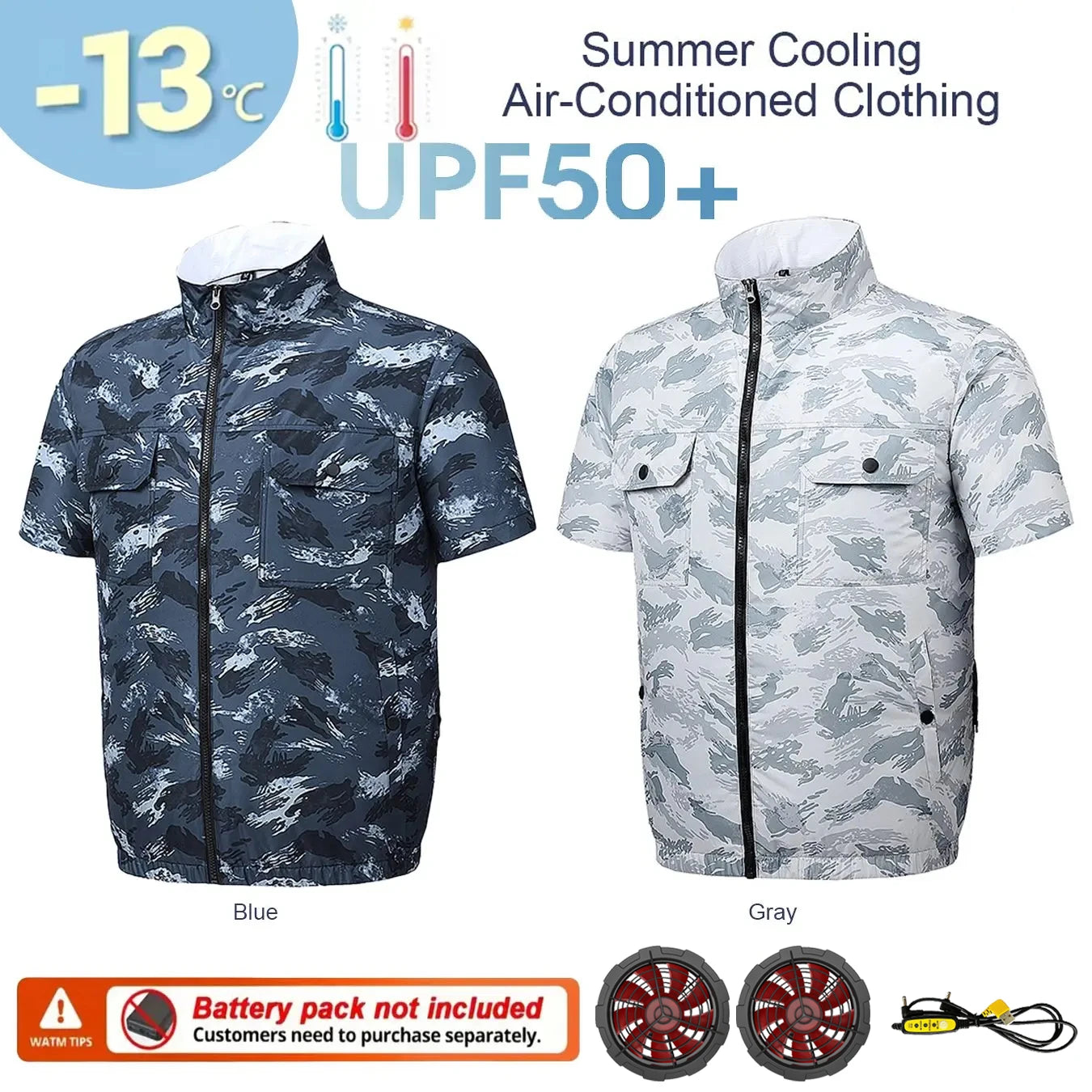 Men's Short Sleeve Cooling Jacket with USB Fan