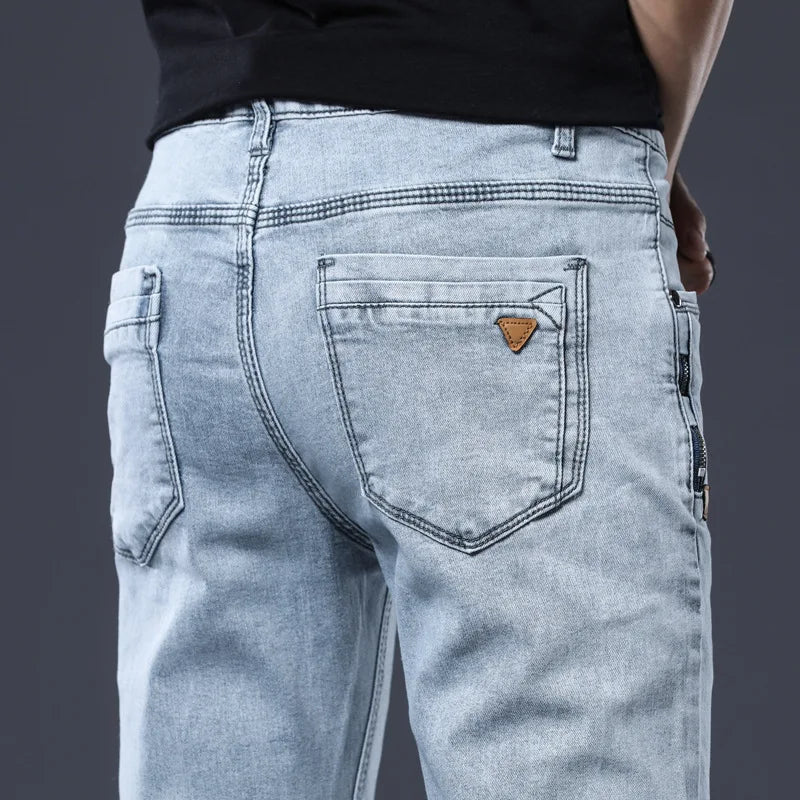 ICPANS Slim Fit Stretch Denim Jeans for Men Gray Blue