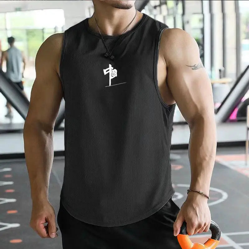 Mens fitness gyms Tank top Summer Men's Trendy Brand Running Training Quick Dry Sports Sleeveless Vest Basketball T-Shirt Vest