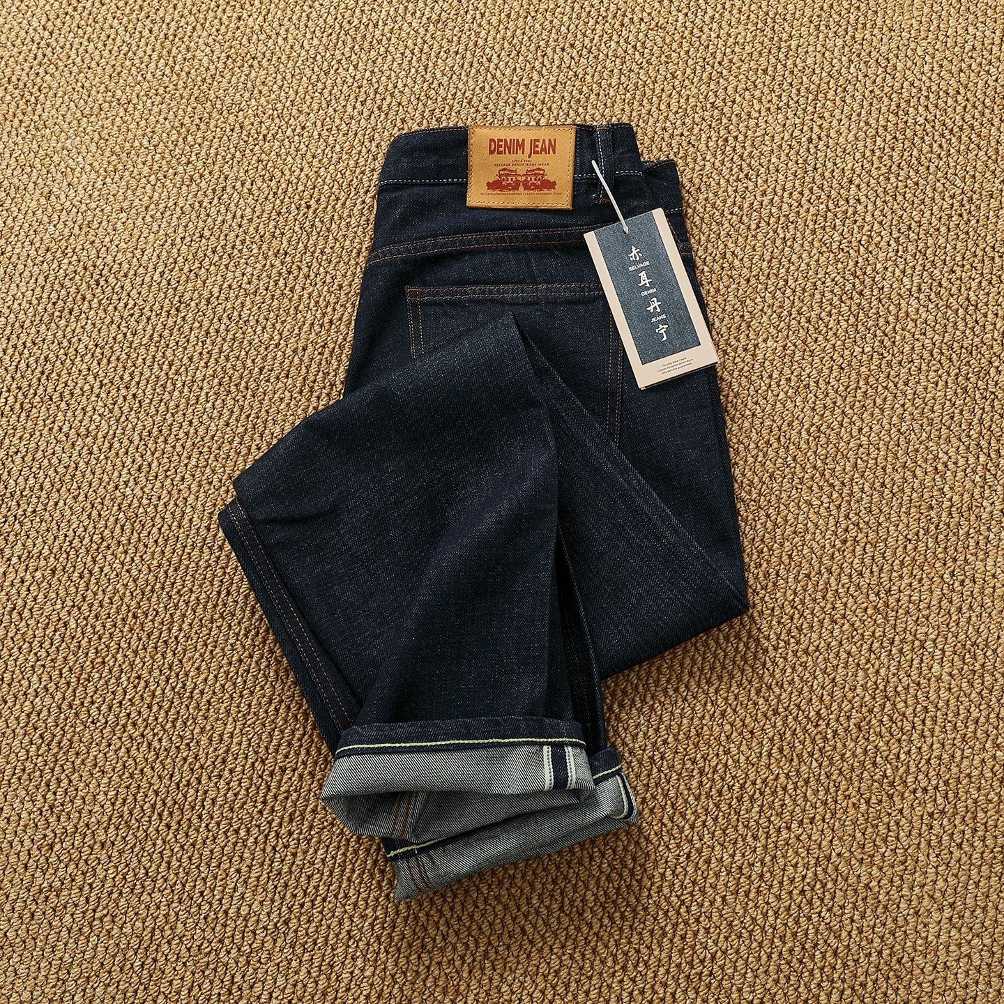 100% Cotton Washed Raw Selvedge Denim Jeans for Men - American Vintage Casual Indigo Straight Leg Tapered Trousers 2025 Autumn