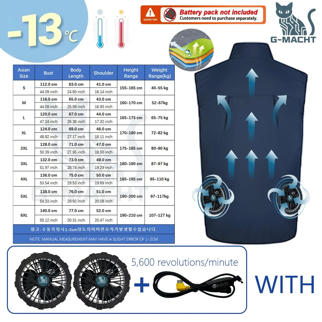 Men's Summer Cooling Vest with USB Charging Fan