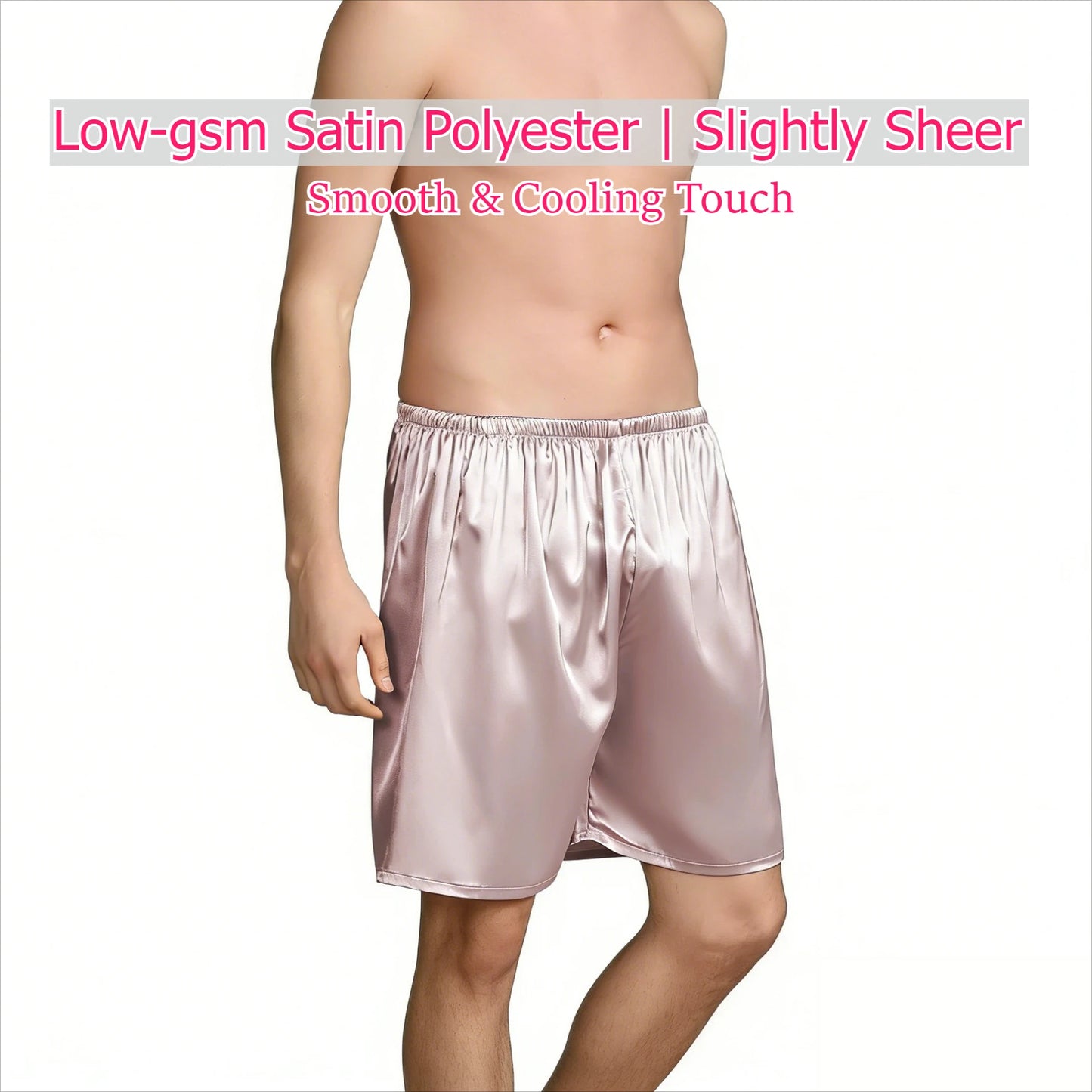 Mens Satin Lounge Shorts Sheer Silky Sleep Bottoms Low-Gloss Elastic Waistband Comfort Casual Loungewear Solid Color Sleep Pants