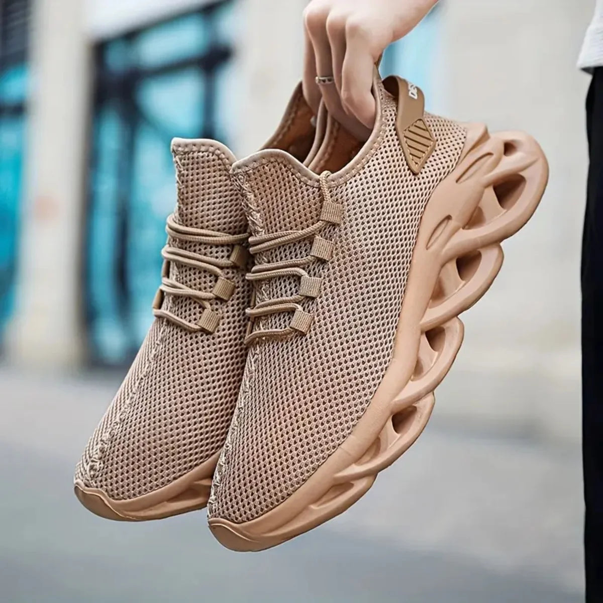 Men's Fashion Versatile Comfortable Lace-Up Sports Casual Shoes, Mesh Shoes, All-Season Versatile Braided Sole Trendy Shoes, Spo