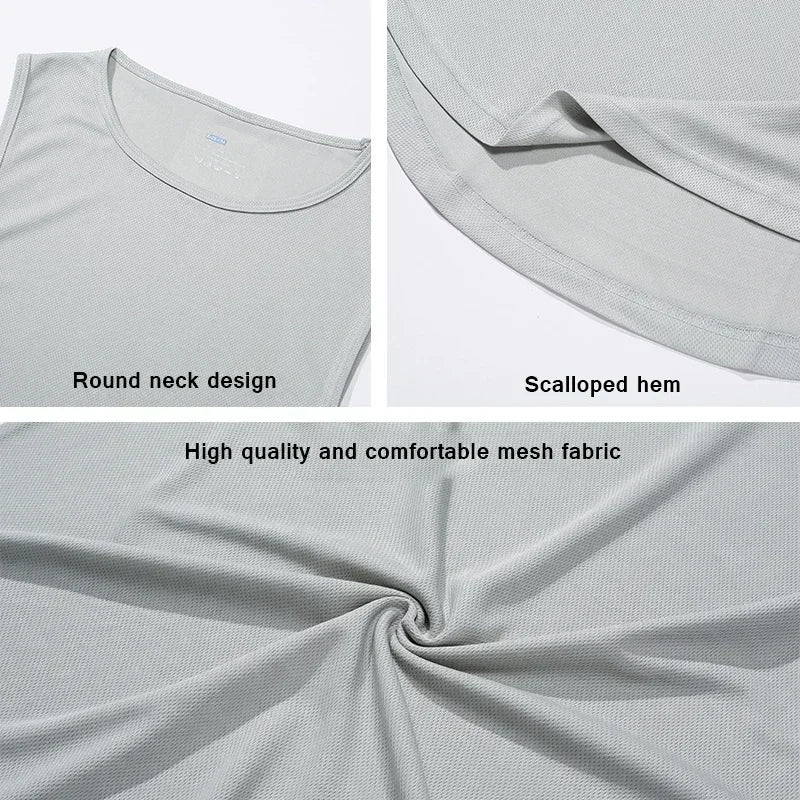Mens Bodybuilding Gym Tank Tops Summer Fitness Clothing Mesh Quick Dry Loose Fit Sleeveless T Shirts Men Muscle Running Vest