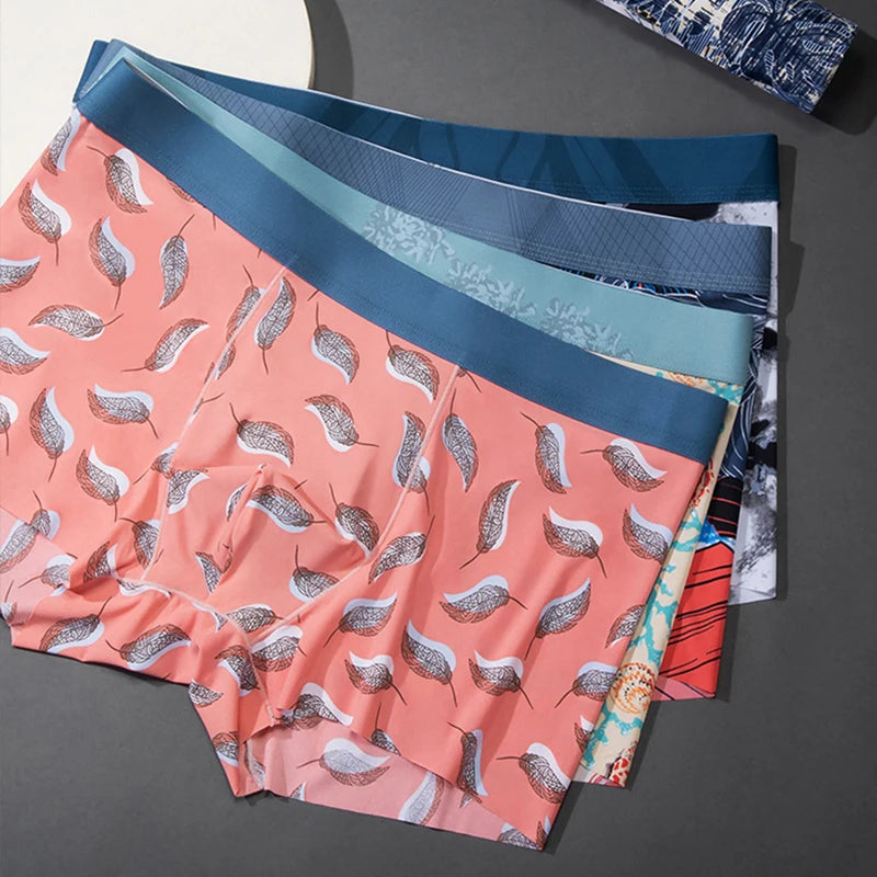 Men's Printed Boxer Shorts in Ice Silk