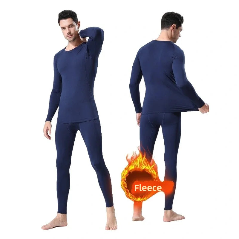 Men's Winter Thermal Underwear Thin Fleece Elastic Compression Fitness For Winter Sports