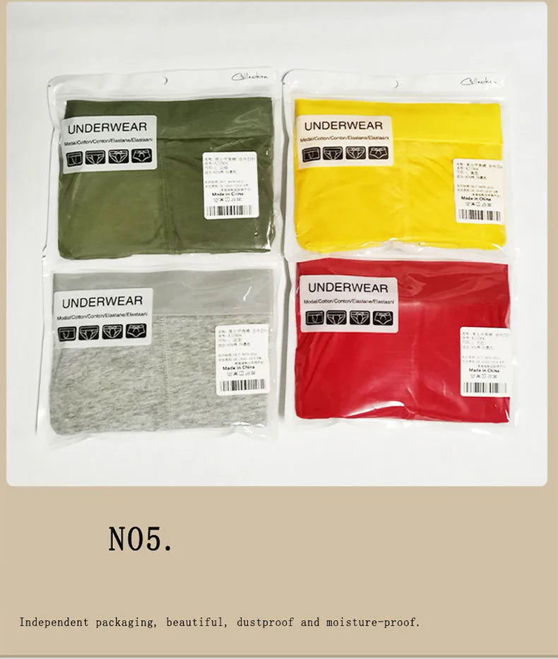 Cotton Boxer Shorts for Men - Middle Waist U Convex