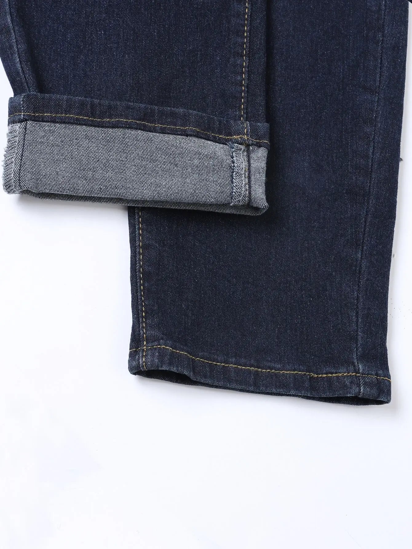 Slim Fit Men's Jeans in Deep Blue with Elastic Holes