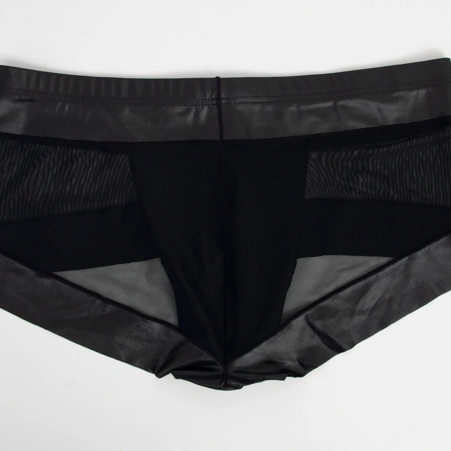 Men's Boxer Briefs in Breathable Mesh and Patent Leather