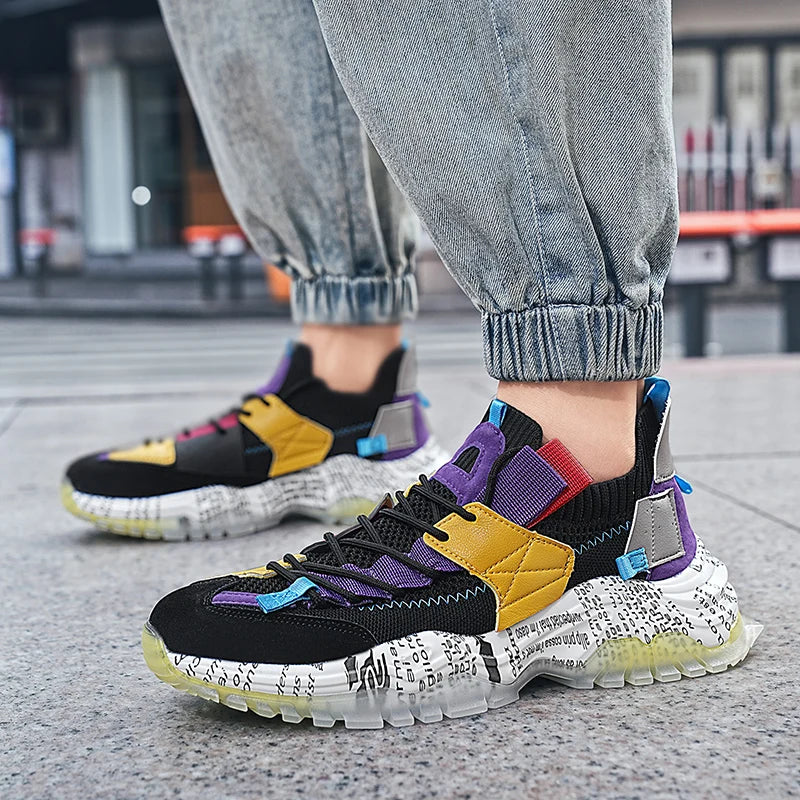 Thick-soled Lightweight Mesh Breathable Male Shoe 2025 Autumn New Mens Casual Shoes Fashionable Comfortable Outdoor Man Sneakers