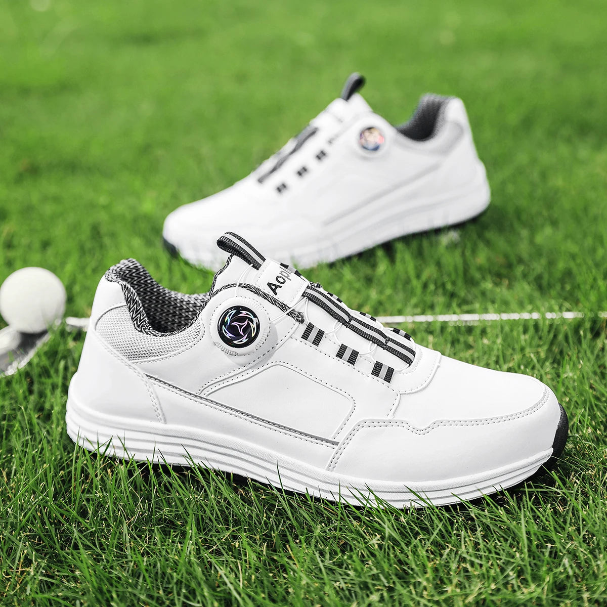 Men's Waterproof Golf Shoes with Lace-Up Closure