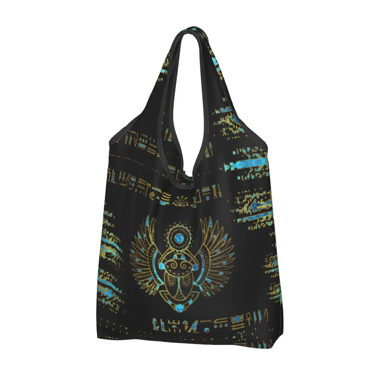 Egyptian Eye Of Horus Grocery Shopping Bags Custom Shopper Tote Shoulder Bag Portable Ancient Egypt Hieroglyphics Handbag