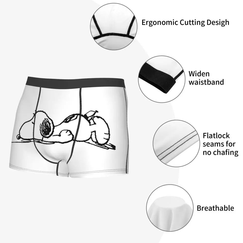 Snoopy Boxer Briefs for Men - Giggle Print Polyester Blend