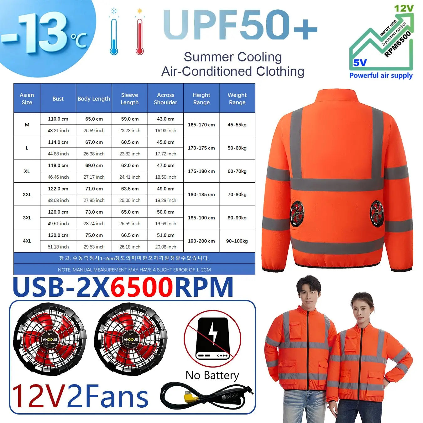 AKOOUS USB 3-Fans Cooling Vest for Men and Women