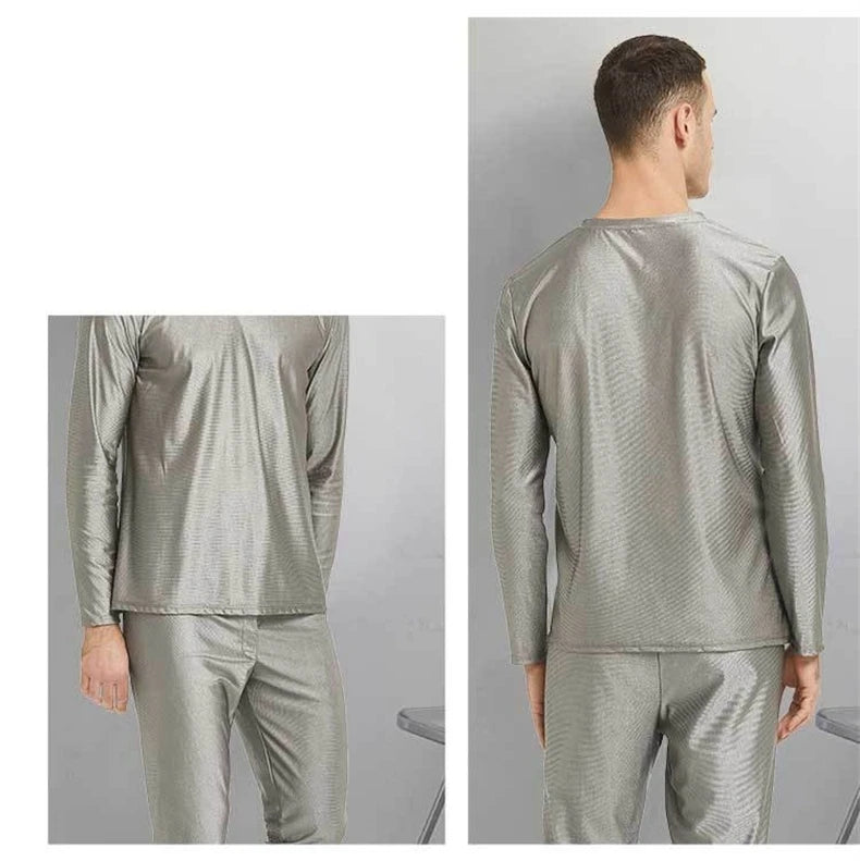 Real electromagnetic radiation protective 100% silver fiber knitted fabric long underwear EMR