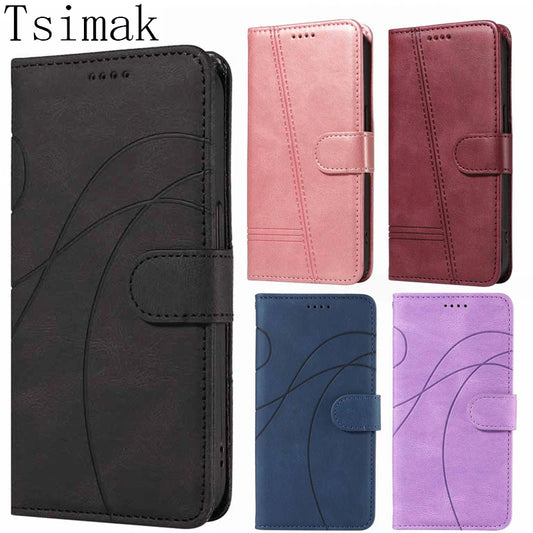 Tsimak Brand Leather Case For Motorola Moto G13  Flip Wallet Phone Cover