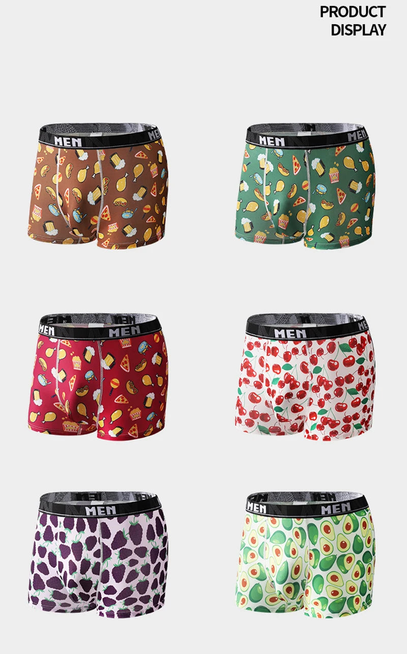 Men's Boxer Shorts 4Pcs Polyester Printed Underwear