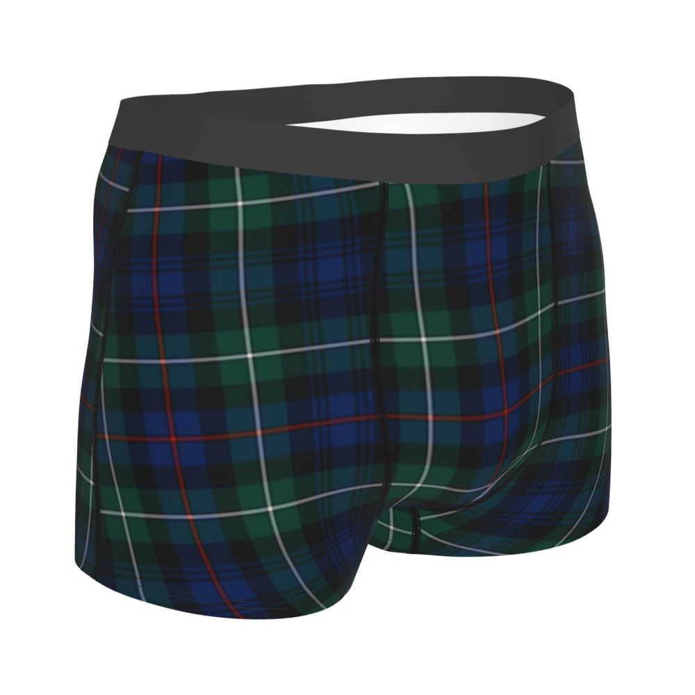 Black Watch Tartan Boxer Shorts for Men in Lycra and Polyester
