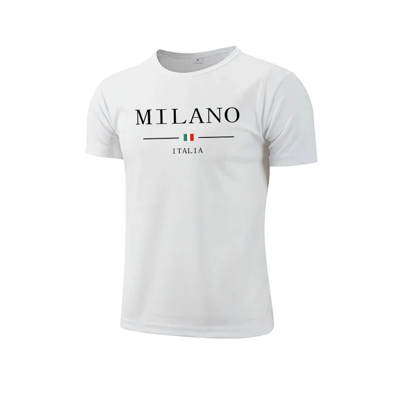 Mens T-shirt Print Casual Fitness Exercise Tops Outdoor Jogging Marathon Clothing Summer Quick-Dry Mesh Tees Cycling Sportswear