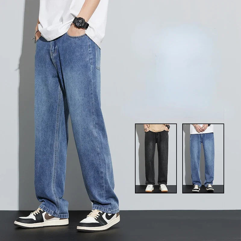2024 New Jeans Men  Cotton Autumn Winter Loose Straight Wide Leg Trousers  Fashion Brand Cargo Casual Pants for Men
