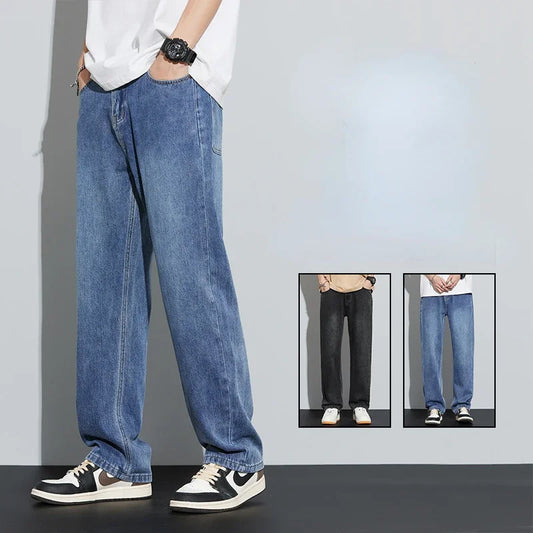 Men's Cotton Loose Straight Leg Jeans for Autumn Winter