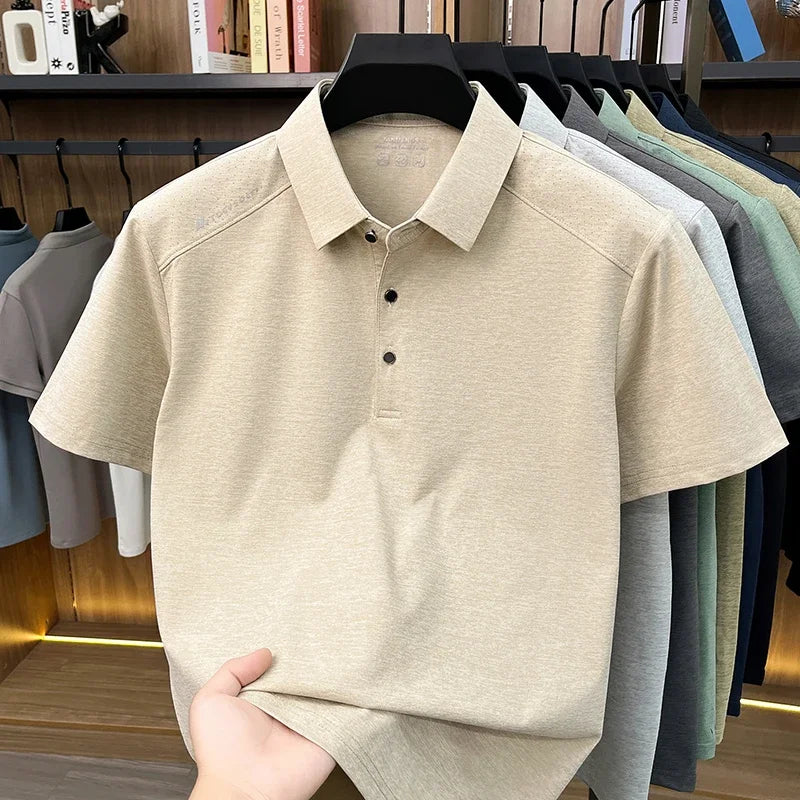 Mens Modern Polo T Shirt Short Sleeve Slim Fit Design Tops Suitable For Business Casual And Daily Wear