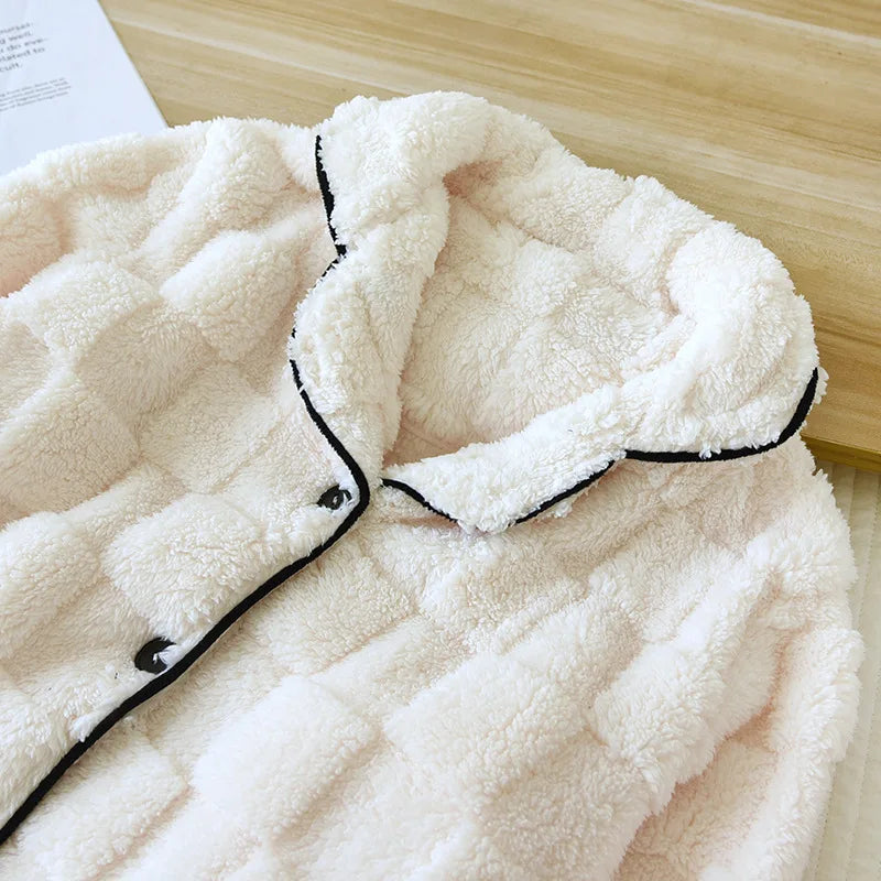Coral Velvet Couple Pajamas Set