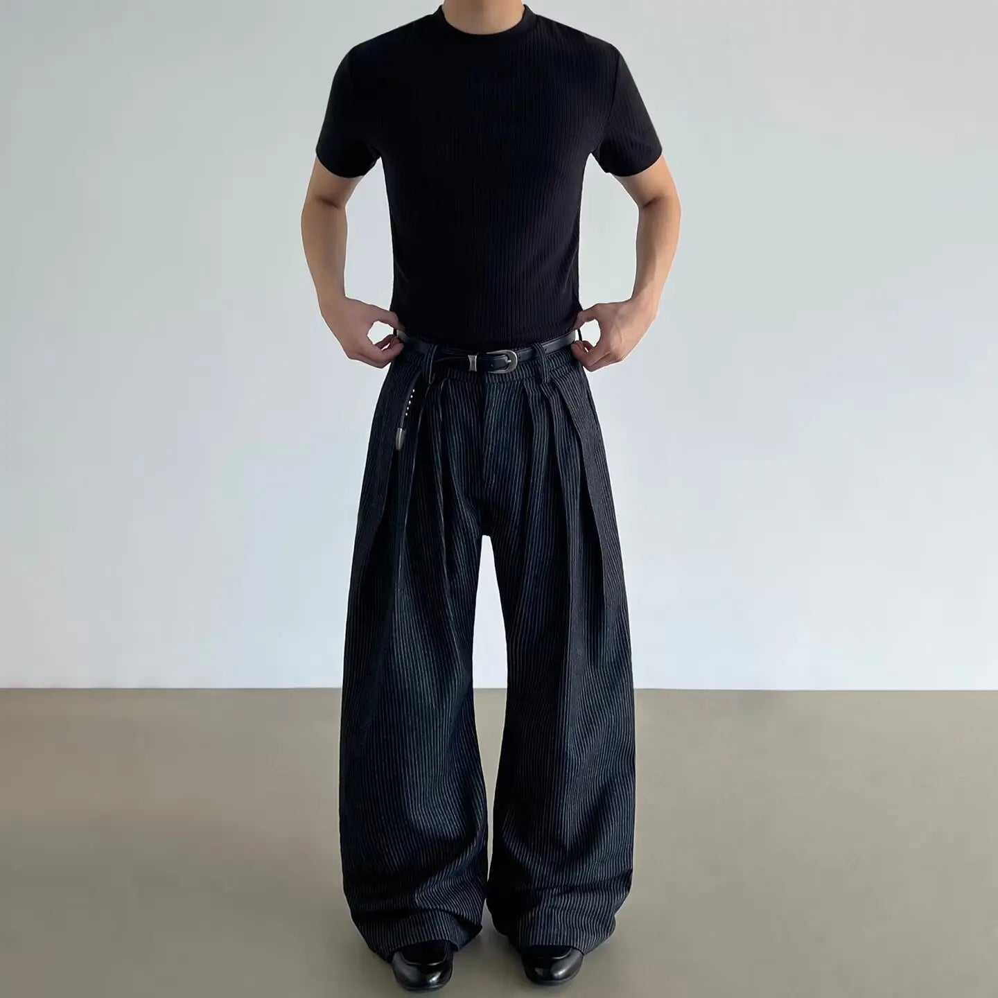 Mens Wide Leg Jeans Casual Pants for Autumn and Winter