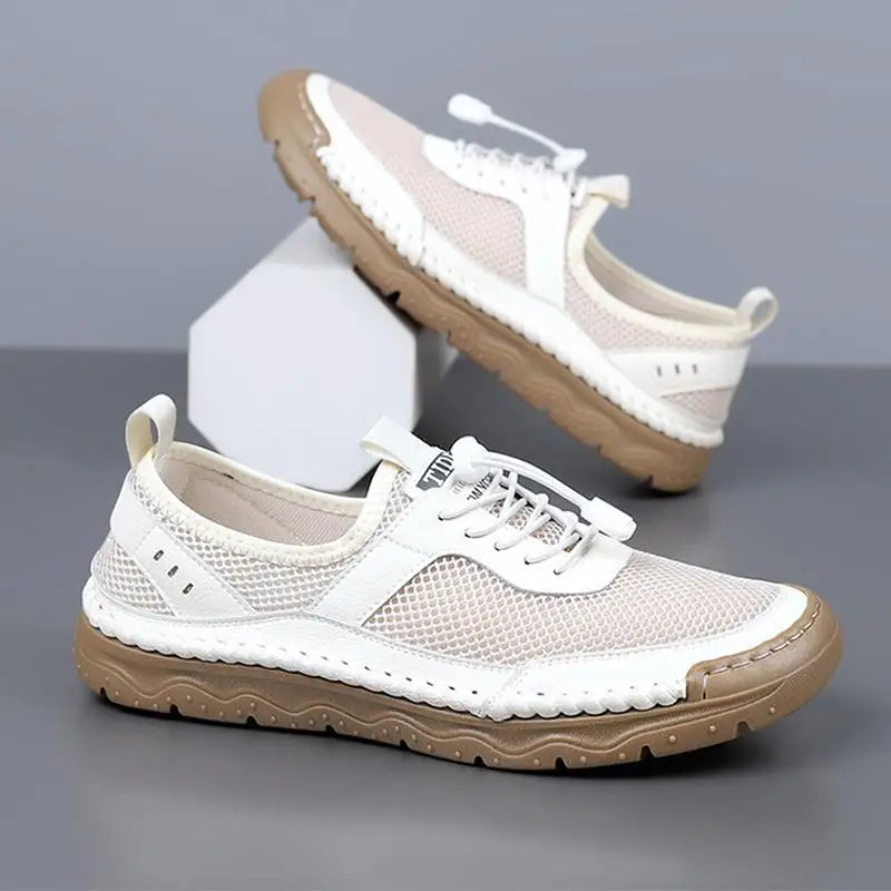 Breathable Mesh Casual Shoes for Men in Black White Brown