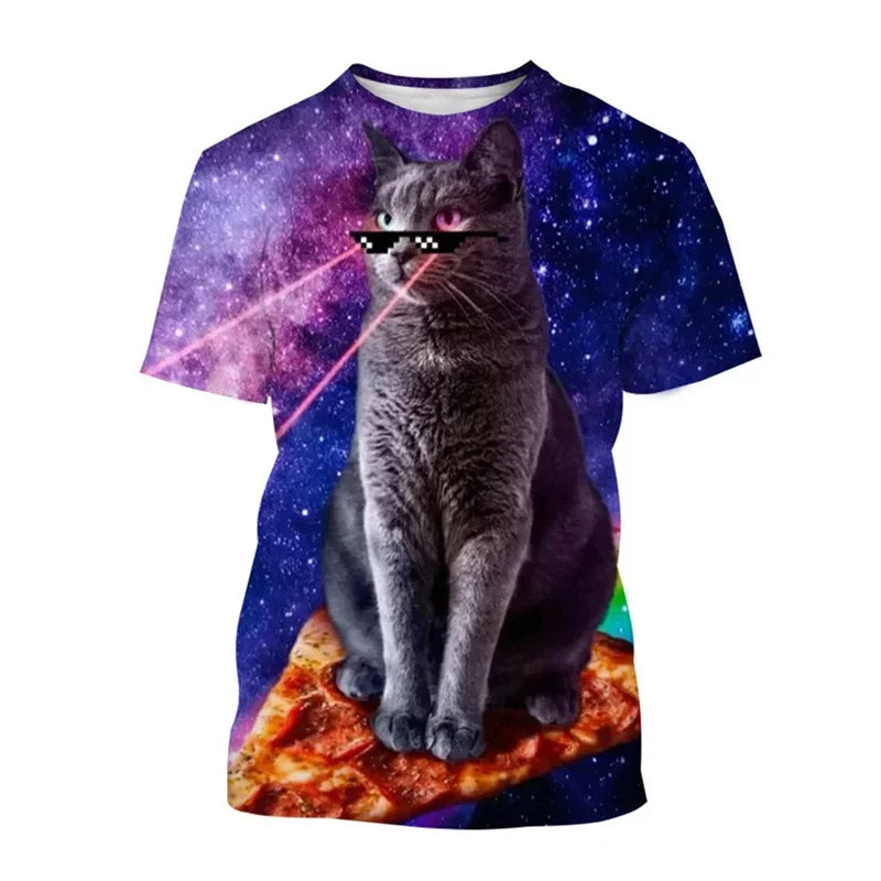 3D Printed Space Cat T-shirt for Men and Women