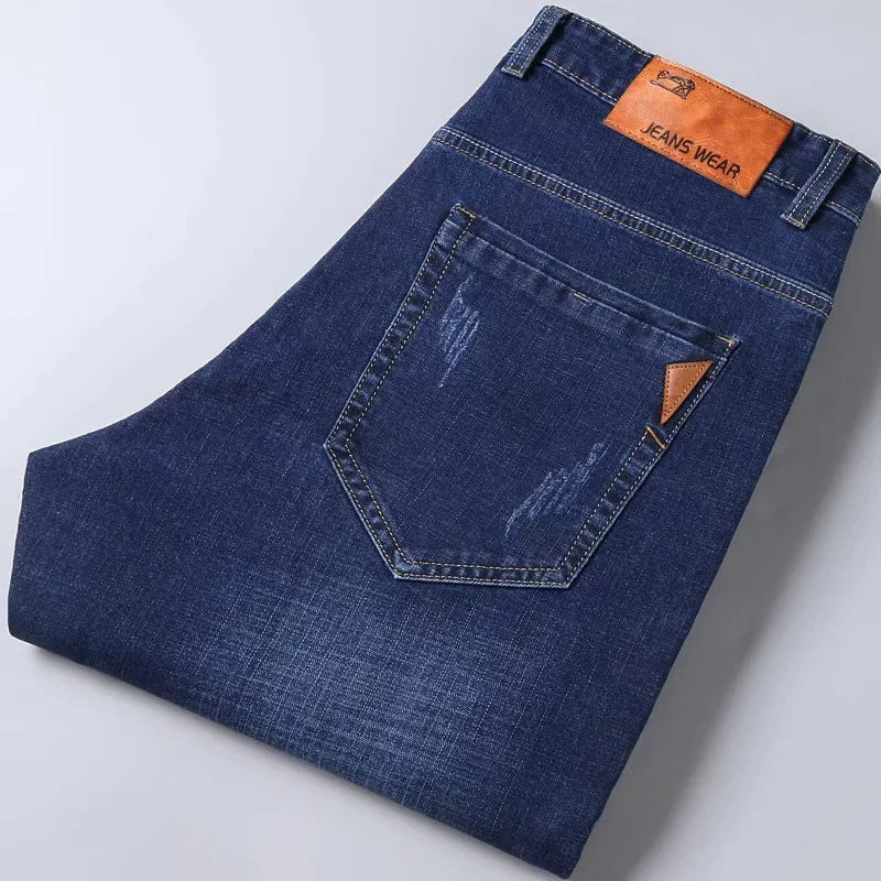 Men's Straight Jeans Comfortable Business Denim Pants