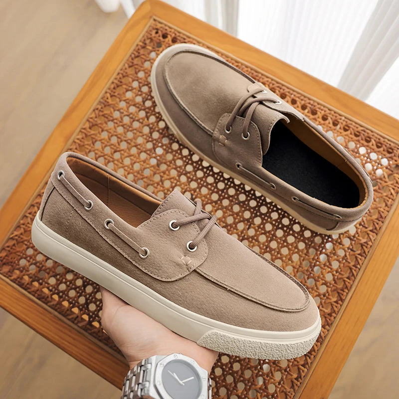 Men's Casual Slip-On Shoes in Handmade Suede Leather