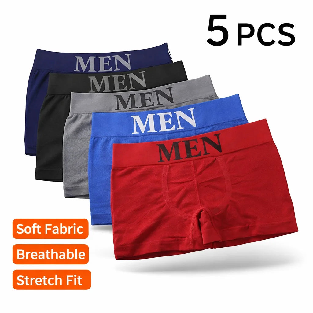 Men's Boxer Briefs 5 Pcs Soft Stretch Underwear